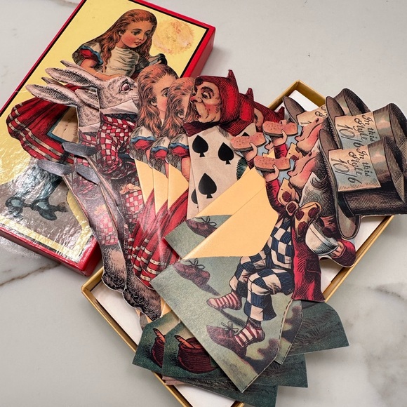 Vintage Alice in Wonderland notecards complete set Mad Hatter Card Soldier Guard - Picture 3 of 3